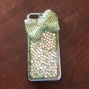 Green and white bling cell phone holder iPhone 6.